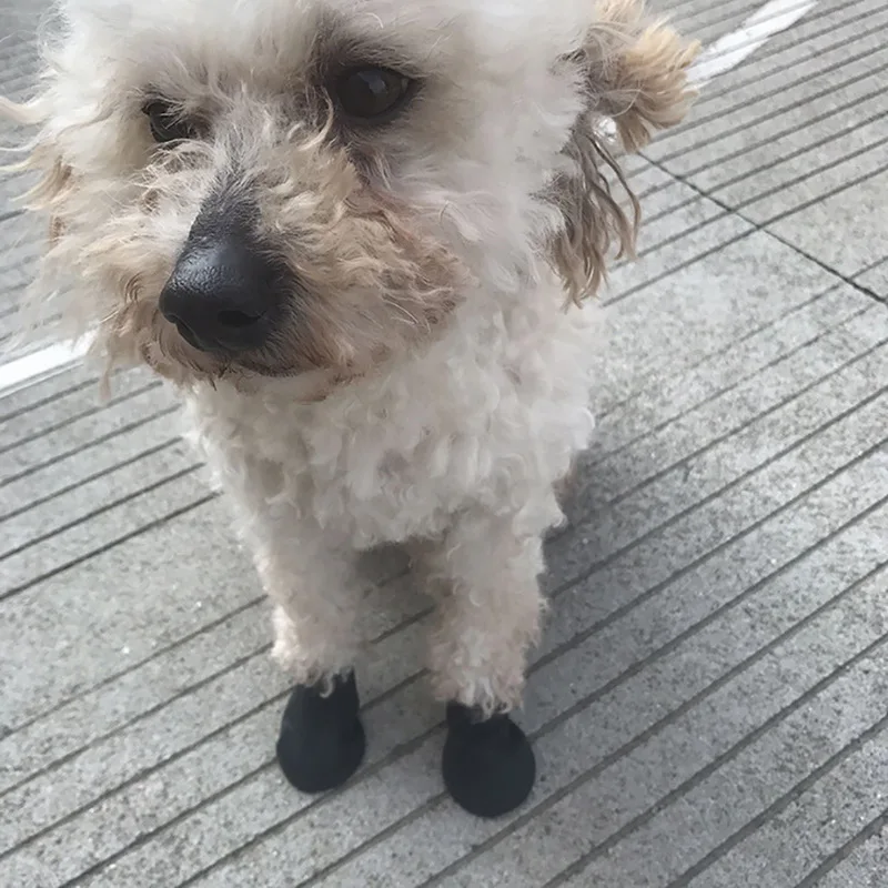 4pcs/set Pets Boots Socks Waterproof Rubber Rain Dog Shoes Non Slip Outdoor Puppies Cachorro Candy Color | Дом и сад
