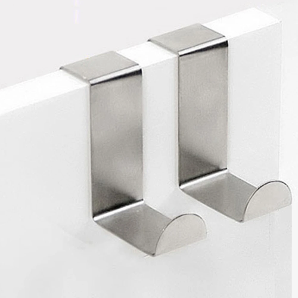 

2Pcs Stainless Steel Door Back Type Multi-functional Dual-purpose Clothing Hook Seamless Door Back Hook Home Organization Tools