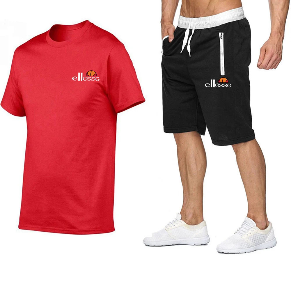 

Summer fashion sports suit breathable wear-resistant solid color printing simple casual men's and women's street jogging clothes