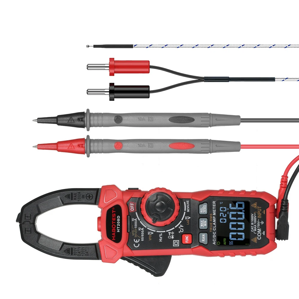 

HABOTEST HT208A HT208D Digital Clamp Ac Dc Multimeter Meter True RMS High Precision Capacitance NCV VFD Ohm Hz Capacitor Tester