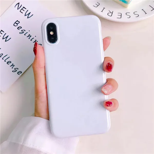 Белый Ультра тонкий цветной ТПУ силиконовый глянцевый чехол для iPhone 7 8 6 6s Plus X 5 5S SE мягкая задняя крышка для iPhone X XS MAX XR 11 pro Чехол - Цвет: Белый