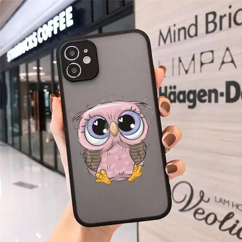 

Cartoon Girl Gifts Cute Owl lovers Phone Case Matte Transparent for iPhone 7 8 11 12 s mini pro X XS XR MAX Plus cover funda