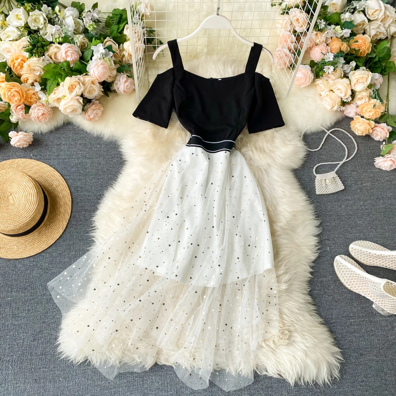 Женское винтажное платье SINGRAIN корейское повседневное Сетчатое лоскутное