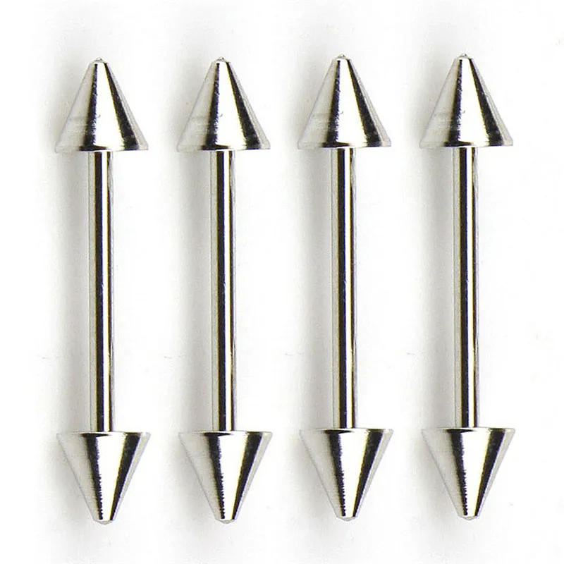 4pcs/2 Pair Spike Nipple Shield Tongue Ring Fashion Women Body Piercing Jewelry Gift Silver Tone Surgical Steel | Украшения и