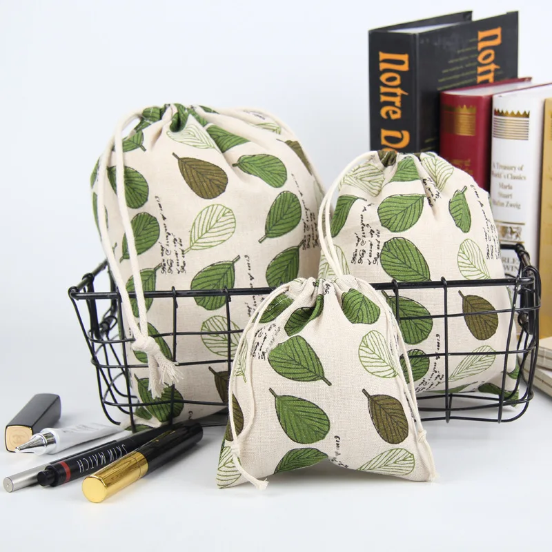 Винтаж зеленый лист постельное белье ювелирное изделие подарок мешок 8x10 см x 9 12