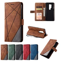 wallet phone case for oneplus 8 9 pro 8t fundas card slot bracket shockproof splicing geometric pattern full protection cover