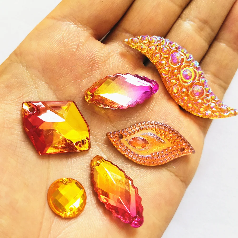 

WOW Mix Shape Orange Sew on Rhinestones Crystals Strass Stone For Sewing Event Party Festival Holiday Wedding Dress Decoration