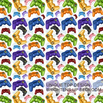 BlessLiving Colorful Bedding Set Game Pads Printed Duvet Cover for Boys Twin Size Bedspreads Soft Polyester Kids Bed Set 3pcs 3