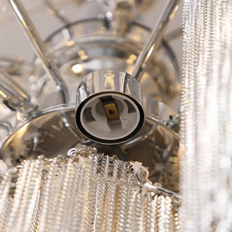 

Modern Led Chandelier Chrome Alluminium Chain Hanging Lamp Luxury Luminaria Living Room Lustredecoration Home Decor Round Lights