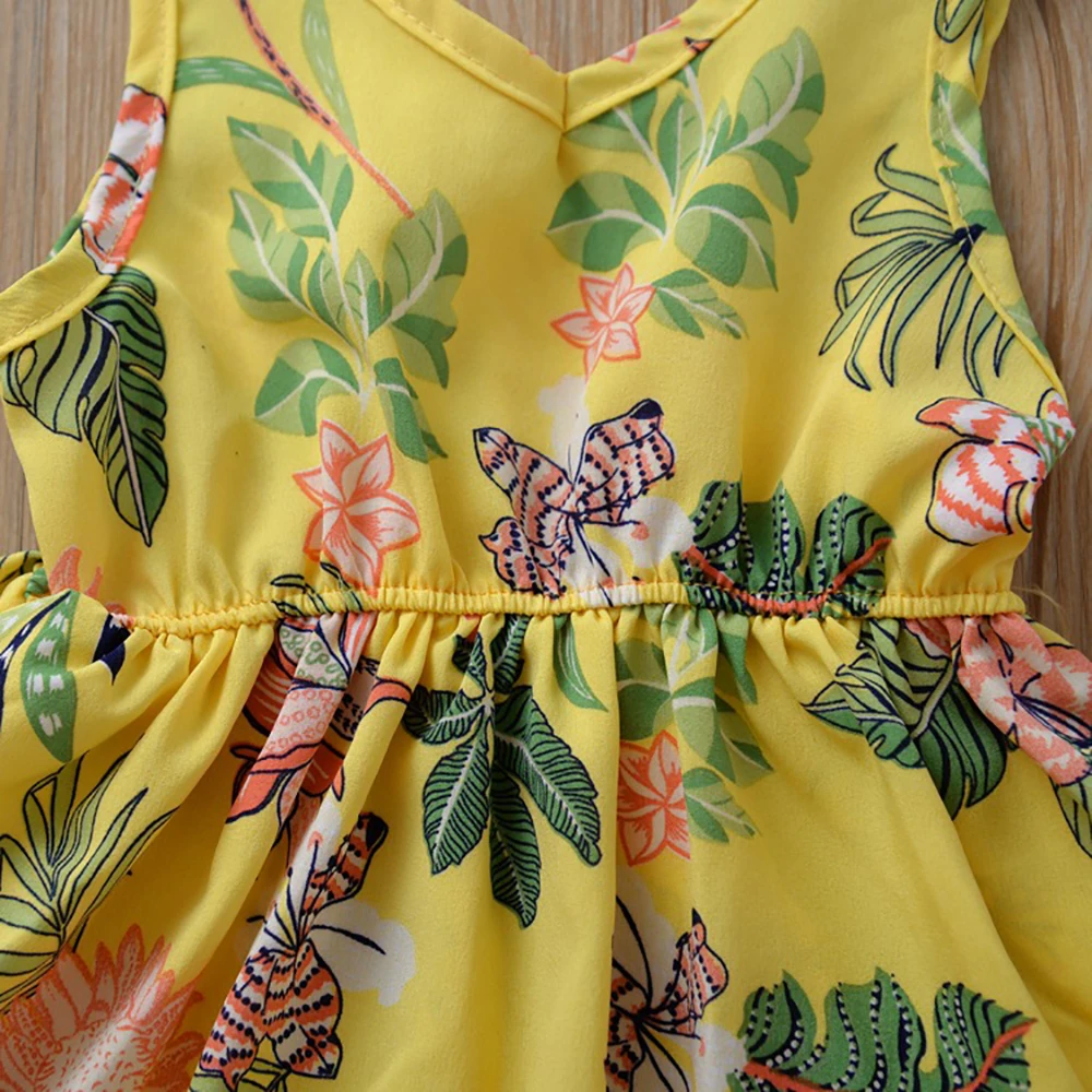 OEAK 2020 модное платье для девочек с цветами без рукавов мини пачка Пышное Платье v