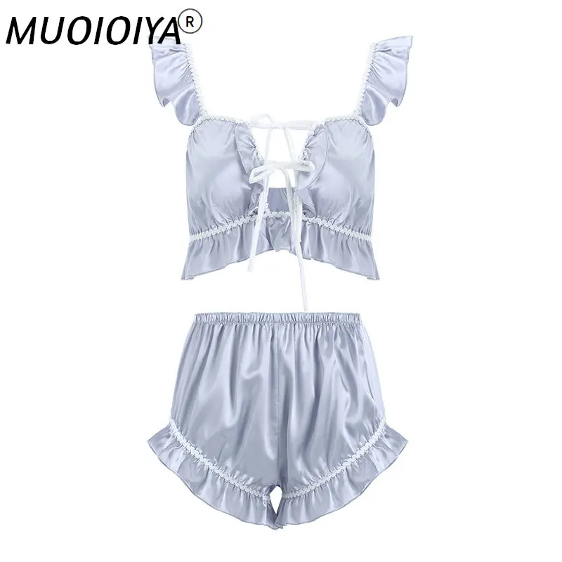 

Women Sleep Wear Sexy Lingerie Satin Lace V-Neck Camisole Shorts Set Purple Sleepwear Pijamas Women Sexy Sleeping Clothes