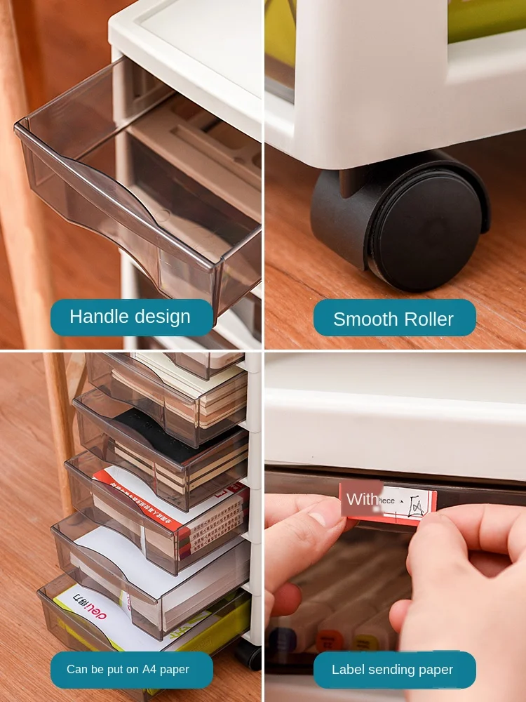 

Europe drawer-type makeup organizer smooth roller multi-layer desktop storage box mobile larger capacity file cabinet