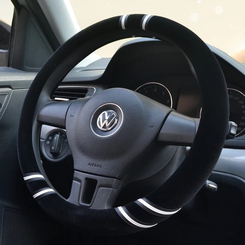 

Car D-type steering wheel cover, short plush, universal steering wheel cover, non-slip, warm, suitable for winter