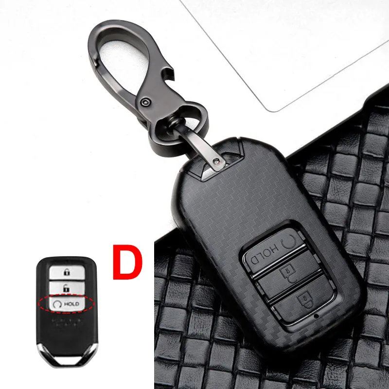 D Карбоновый чехол для ключа автомобиля для Honda Civic CR-V HR-V Accord Jade jazz City Pilot Crider Odyssey - Название цвета: D