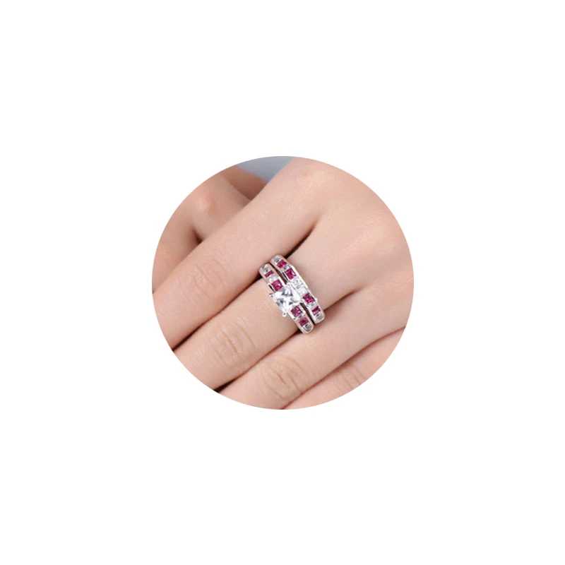 

Carofeez 2pcs/set Fashion Women Rings Set For Women Wedding Engagement Ring Valentine's Day Gift Luxury White/Pink Zircon Rings