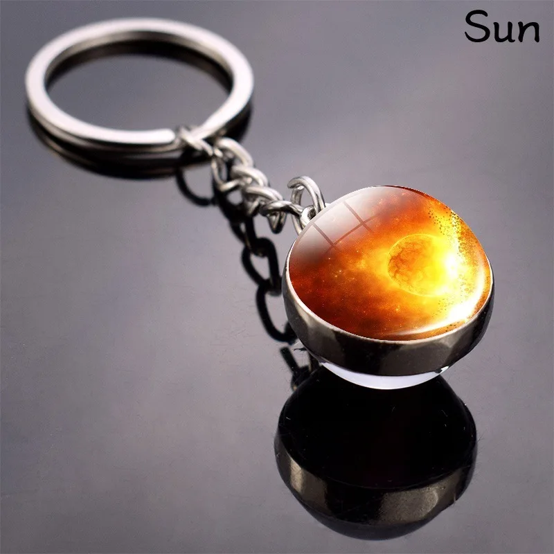 17 Style Shine Solar System Key Chain Planet Keyring Galaxy Nebula Space Moon Earth Sun Mars Glass Ball Douside Keychain | Украшения и