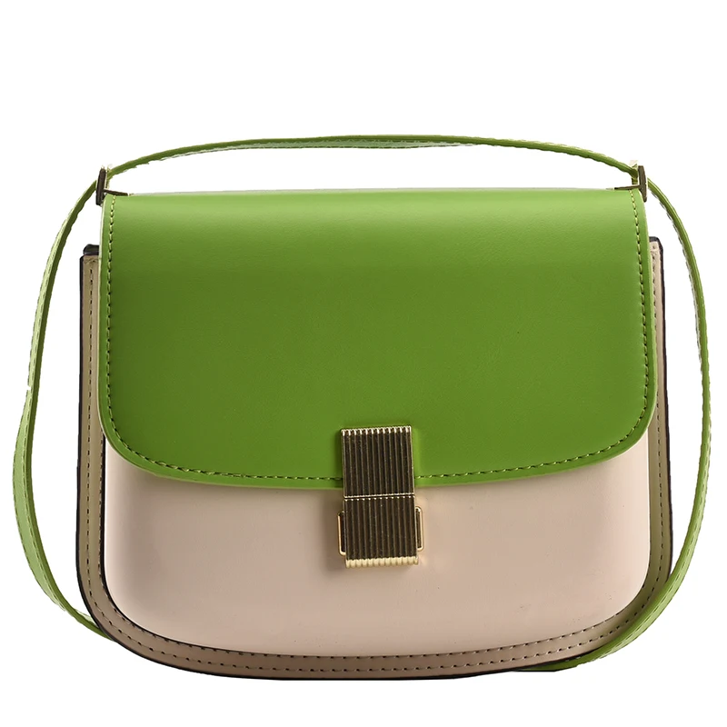 

Contrast color Flap Crossbody bag 2021 New High-quality PU Leather Women's Designer Handbag Luxury brand Shoulder Messenger Bag