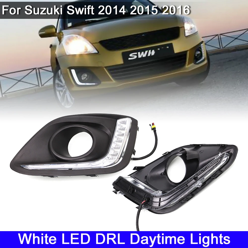 

2Pcs Front Bumper White LED DRL Daytime Running Driving Light For Suzuki Swift 2014 2015 2016