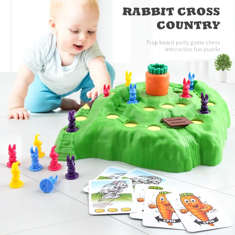 

Montessori Busy Board Game Rabbit Cross Country Strategy Game Tangram Early Learning Toy Flying Chess for Kid Age3+ Gift