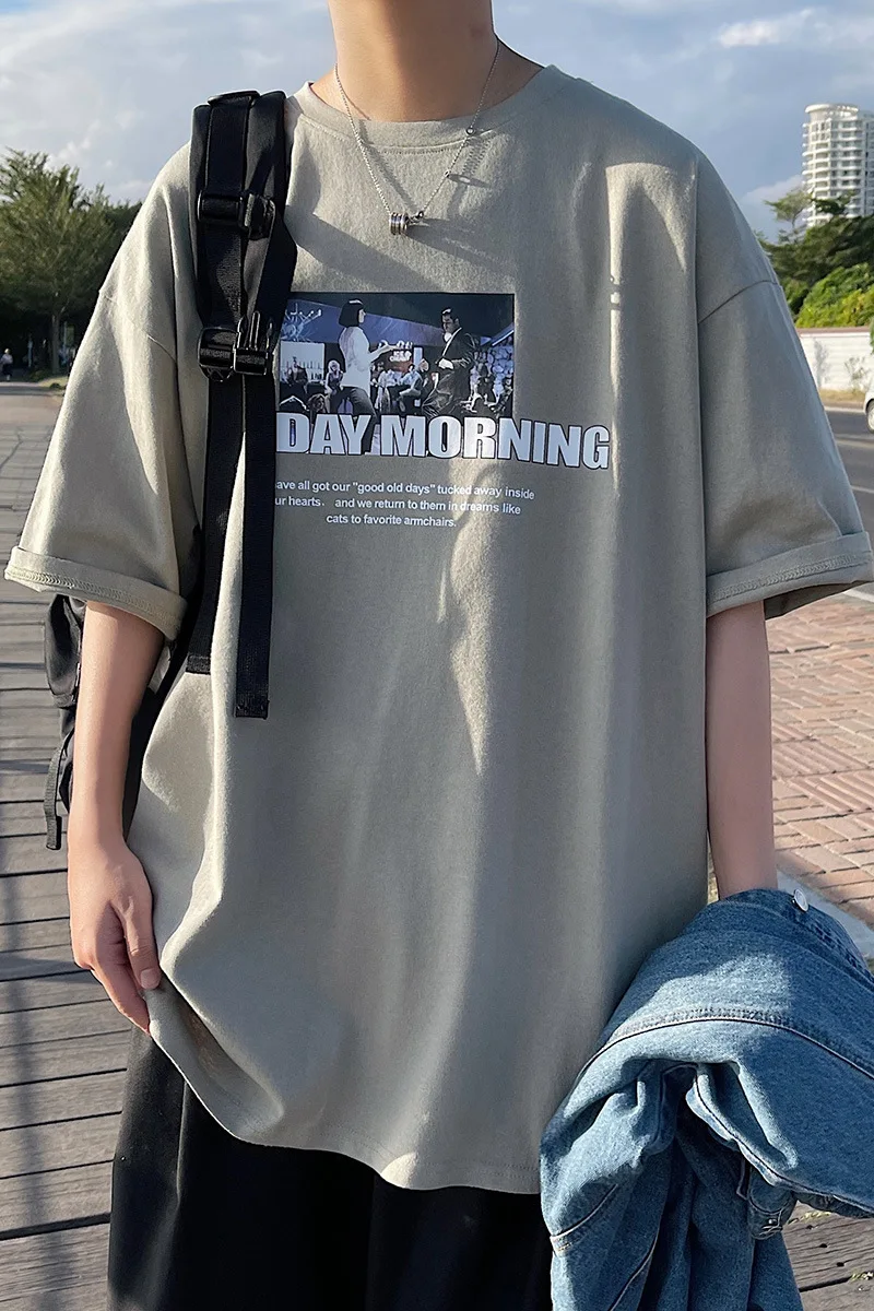 

2021 T-shirt Men's Short Sleeve All-Match Summer Trendy Fashion Brand Ins T-shirt Loose Internet Hot Half Sleeve