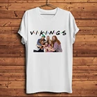 Забавная Мужская футболка vikings friends, новинка на лето, белая Повседневная крутая Винтажная футболка унисекс