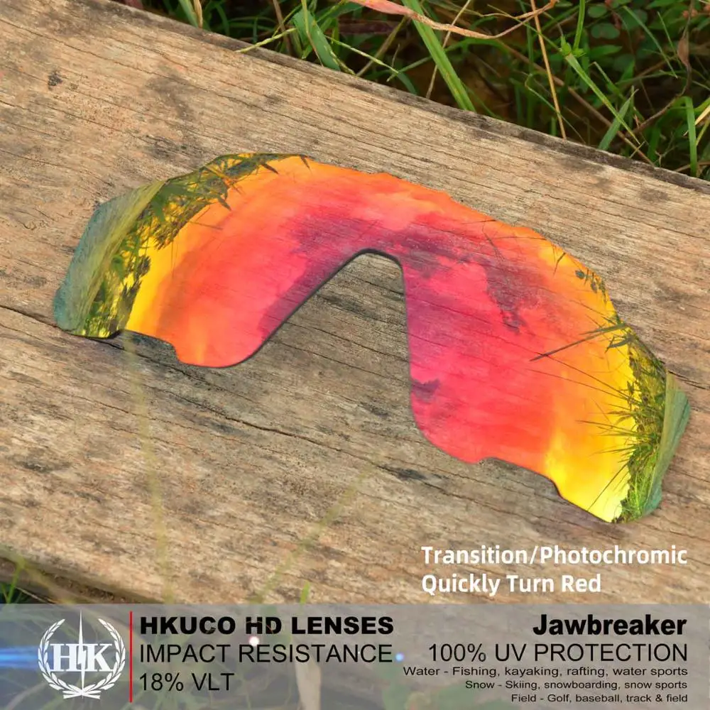 Hkuco Mens Replacement Lenses For Jawbreaker Sunglasses Photochromic Red