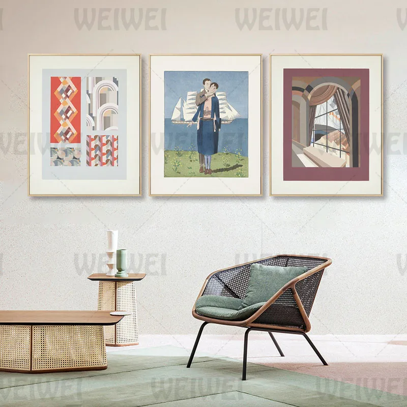 

Abstract Retro Decorative Painting Classic Character Home Living Room Wall Canvas Poster Architectural Scene Study Room Print