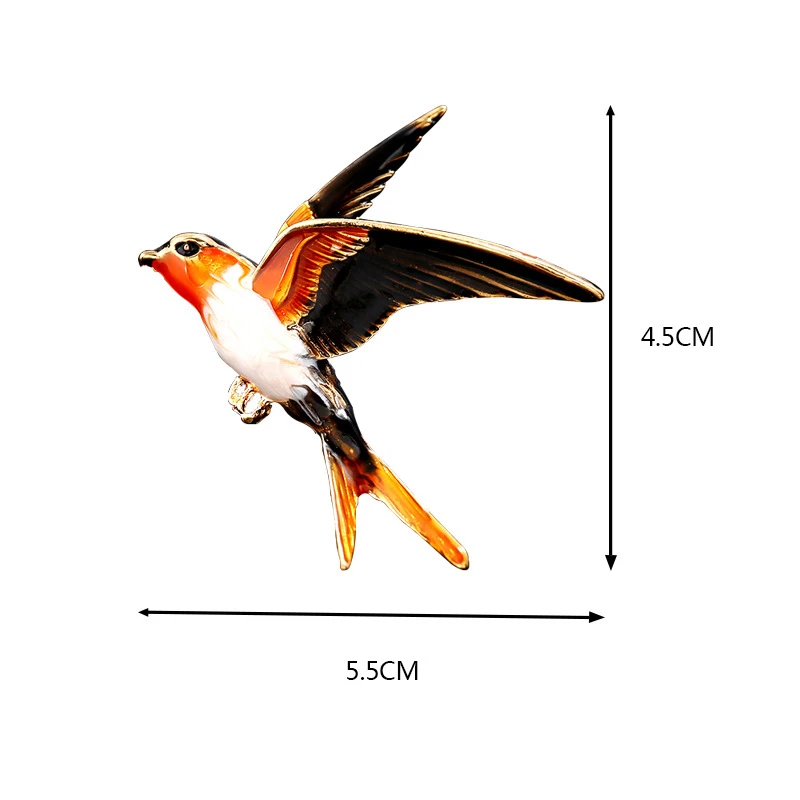 

Animal Bird Brooches Clothes Pins Enamel Brooches All-match Drip Oil Flying Swallow Alloy Fashion Jewelry Women Brooches
