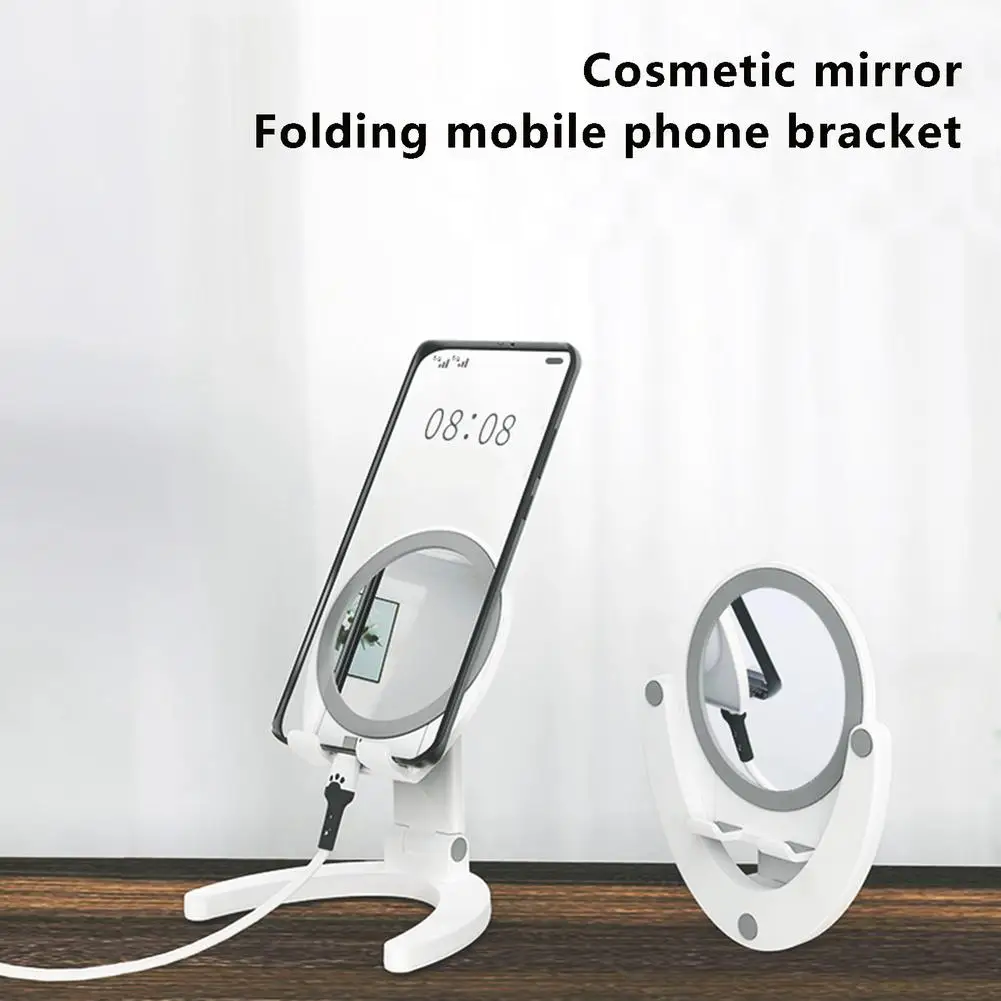 

Universal Desktop Mobile Phone Holder Stand for IPhone IPad Adjustable Tablet Foldable Table Cell Phone Desk Stand with Mirror