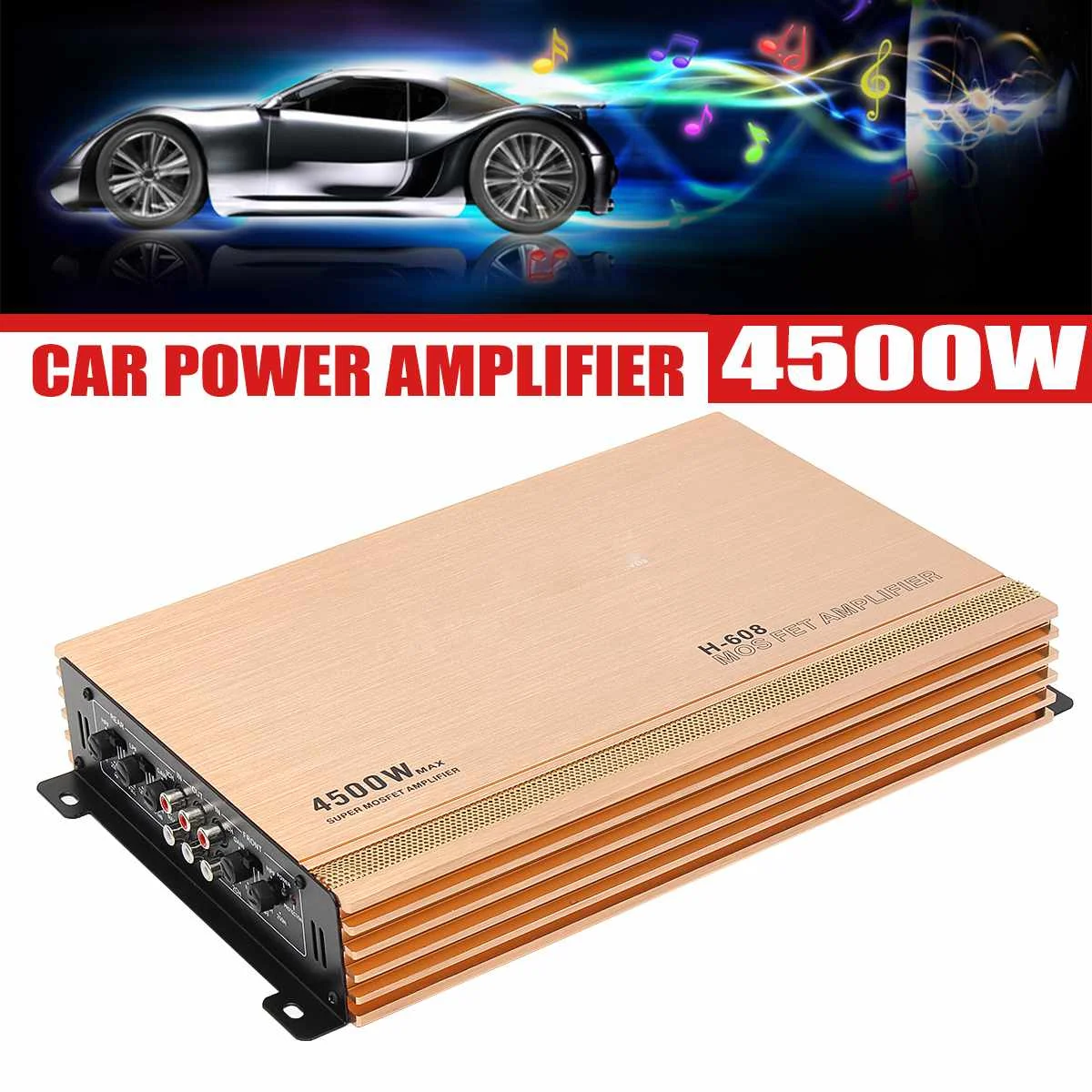 12V 4500W 4-канальный автомобильный усилитель звука для автомобиля аудио силы 360 стереофоническим стерео усилитель Автомобиль Грузовик Мотоцикл