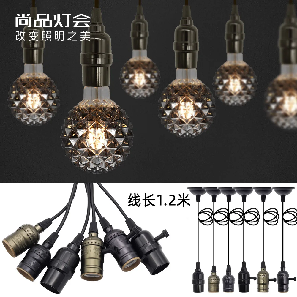 

TIANFAN 2-Pack Pendant Light Cord, Industrial Edison Pendant Light Kit, Vintage One-Light E26/E27 Lamp Socket, Adjustable 1.2M
