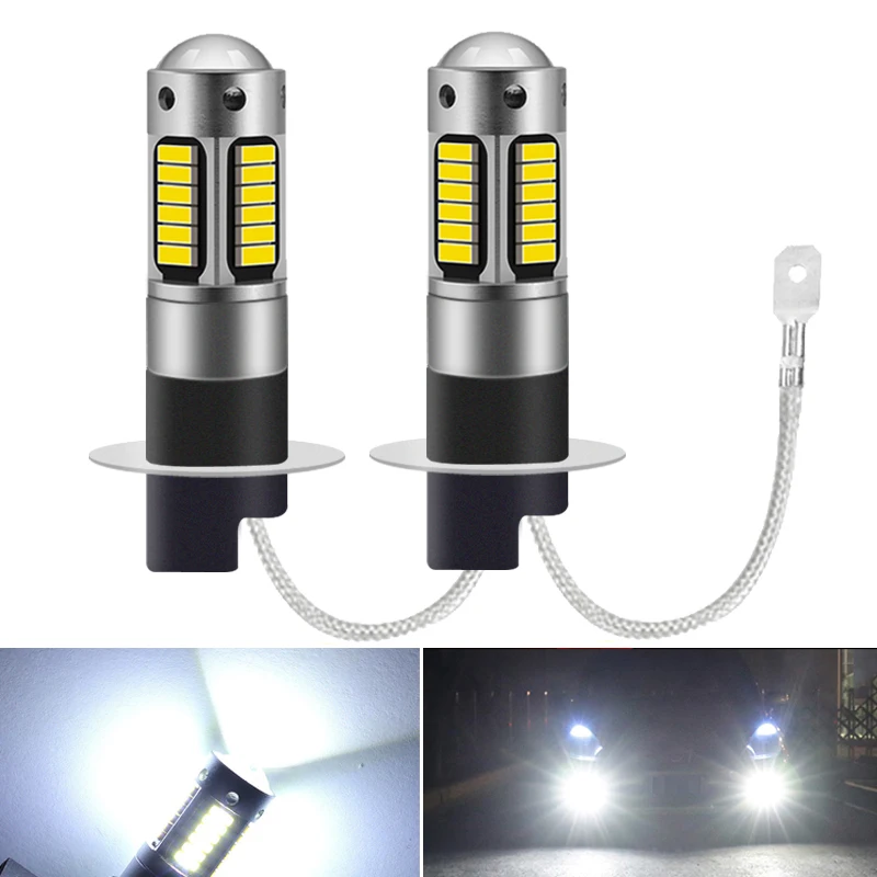 

2 шт., Автомобильные светодиодные лампы H3 H1 30 4014SMD 12 в 6000 К