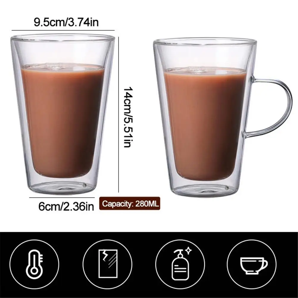 Термостойкие двухслойные Стеклянные чашки путешествия кофе чай кружка с ручкой