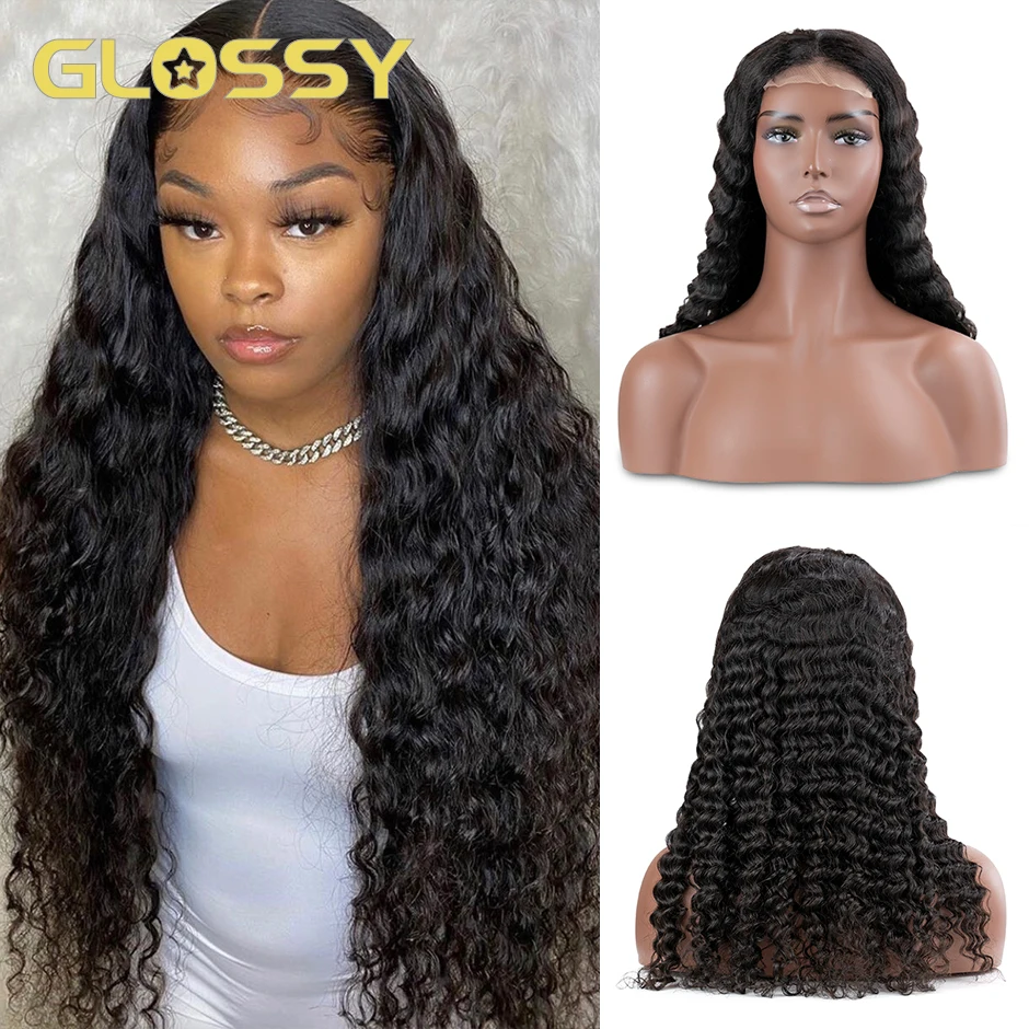 

Парик из натуральных волос, блестящий, с глубокой сеткой, Плотность 130, для женщин