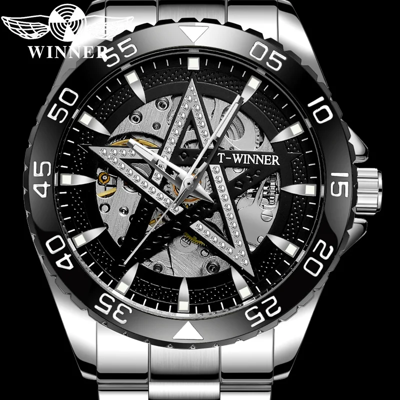 Часы наручные WINNER Мужские механические брендовые Роскошные в стиле милитари
