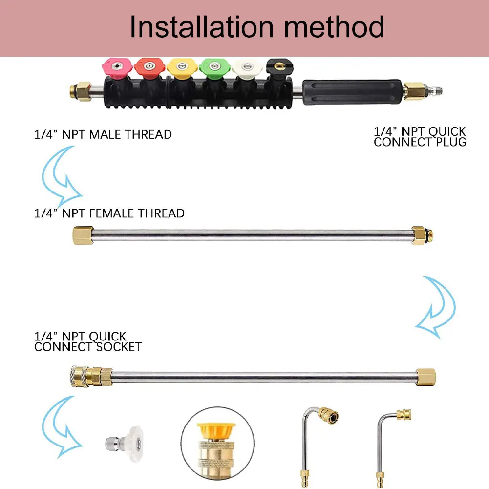 

4000PSI Universal Wand Set Car Washing Pressure Washer Wand Extension Replacement Lance Power Washer Lance 1/4 Inch Thread Quic