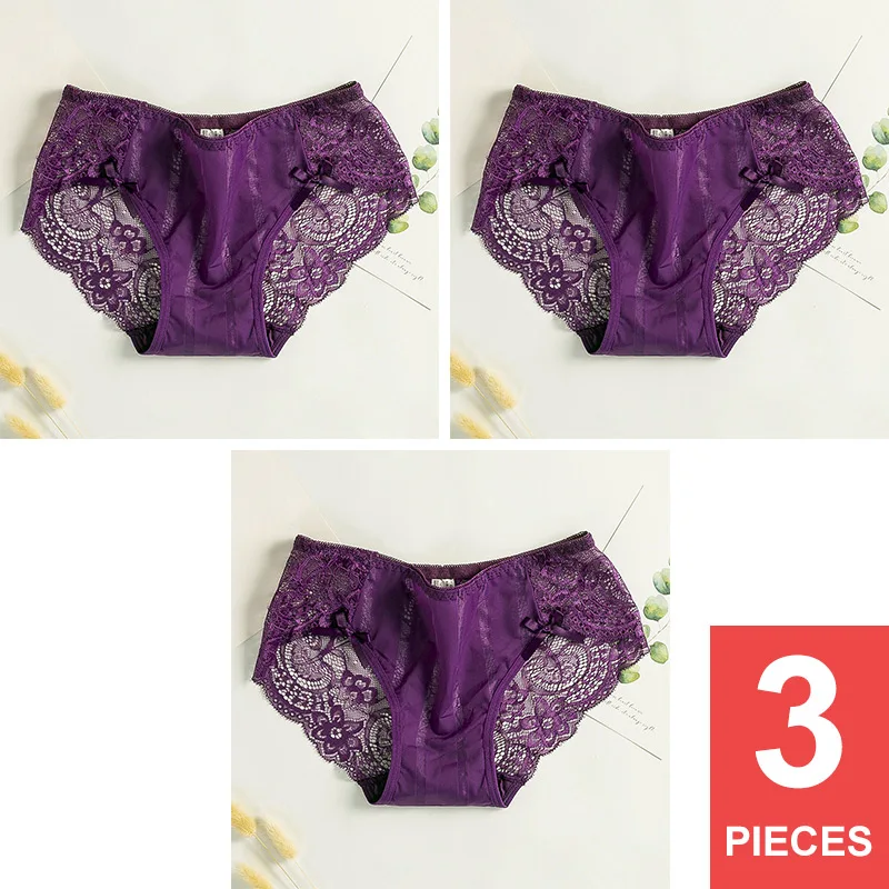 PURPLE 3 Perfering трусики, сексуальные кружевные трусики, женские трусы, нижнее белье для девушек, Прозрачное Бикини для девочек, трусики M L XL - Цвет: PURPLE 3