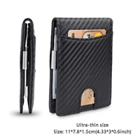 carbon fiber credit card wallet rfid protection anti theft brush simple ultra thin pu small wallet mens wallet