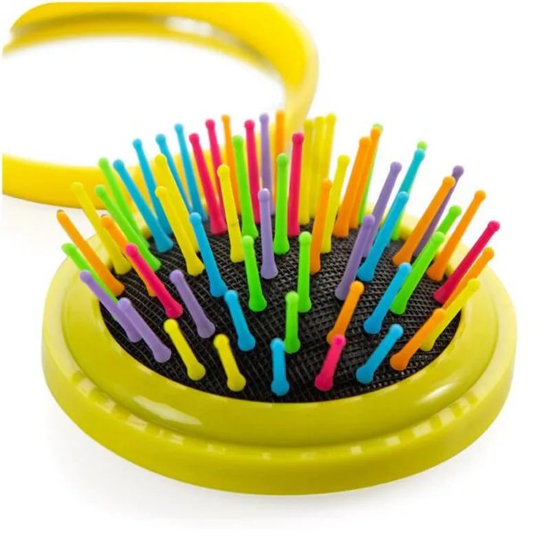 

1 Pc Makeup Comb Hair Brush Pro Styling Tool Portable Mini Folding Comb Airbag Massage Round Travel Hair Brush with Mirror