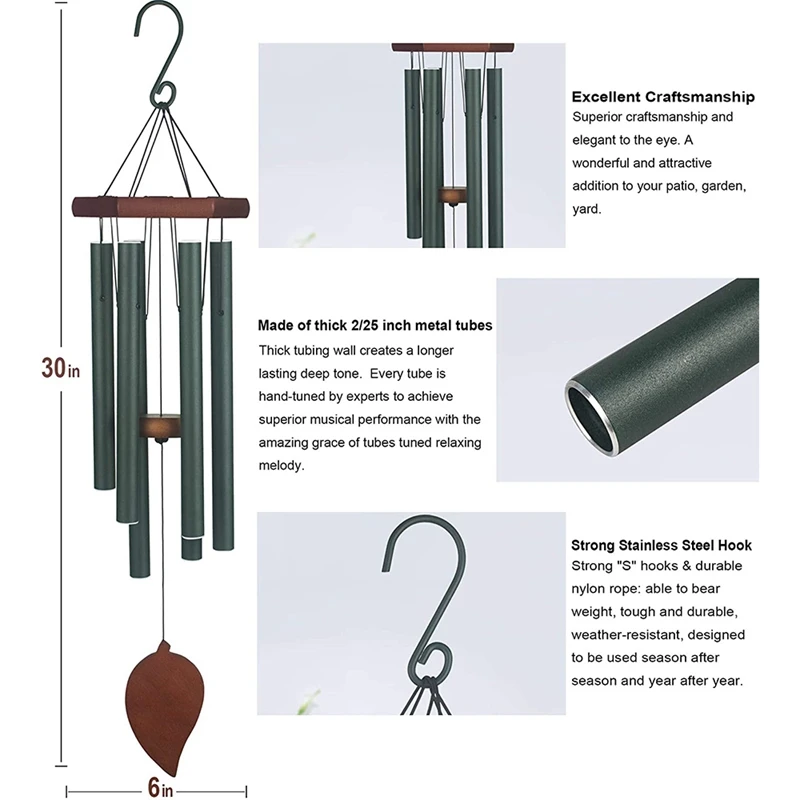 

Wind Chimes Decor for Outdoor Garden/Patio/Yard,Memorial Beech Wind Chimes for Outside Deep Tone