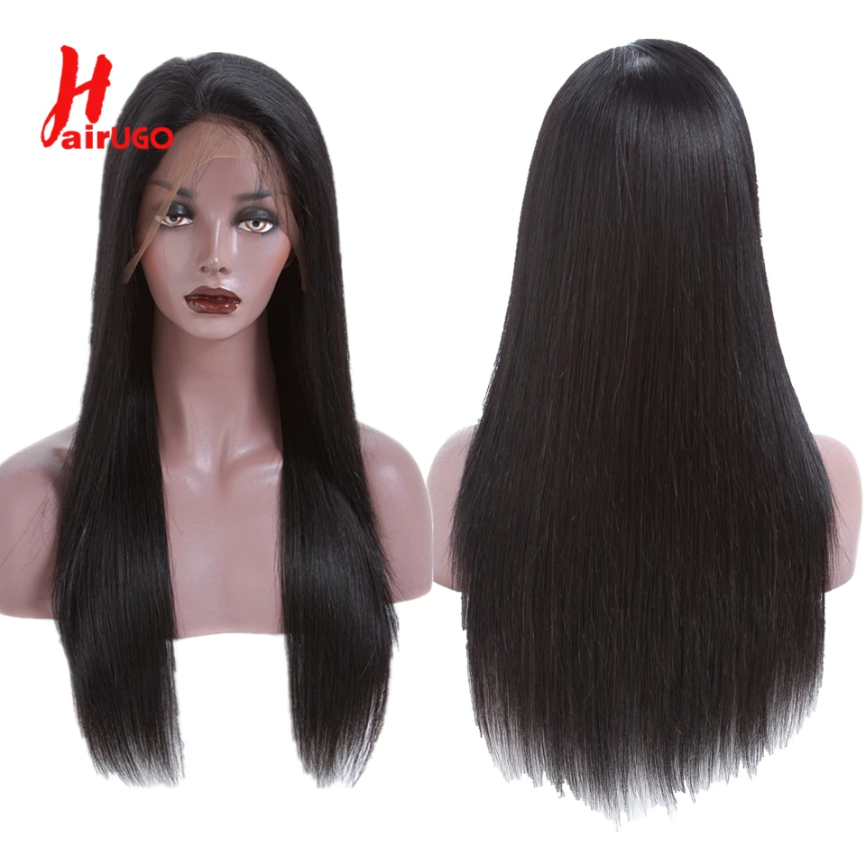 HairUGo 360, парики из натуральных волос на кружеве, прямые, предварительно выщипанные волосы, Детские волосы, 150% плотность, бразильские волосы Remy, парики для салона