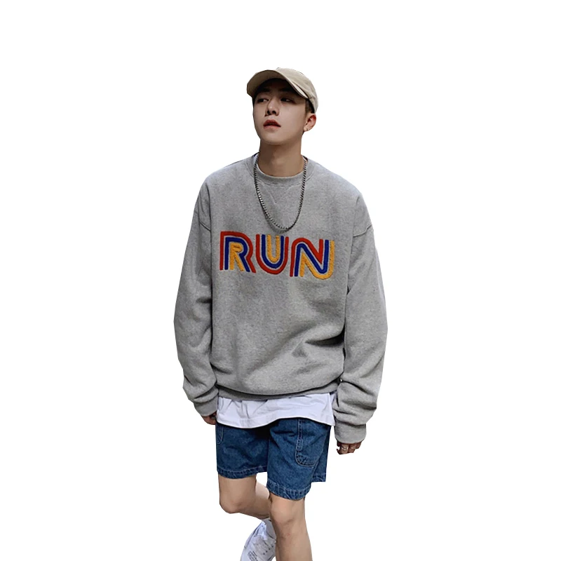 

Round neck pullover sweater men's korean fashion loose hong kong style casual versatile coat