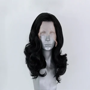 Image for Glueless Synthetic Lace Front Wig Black Long Wavy  