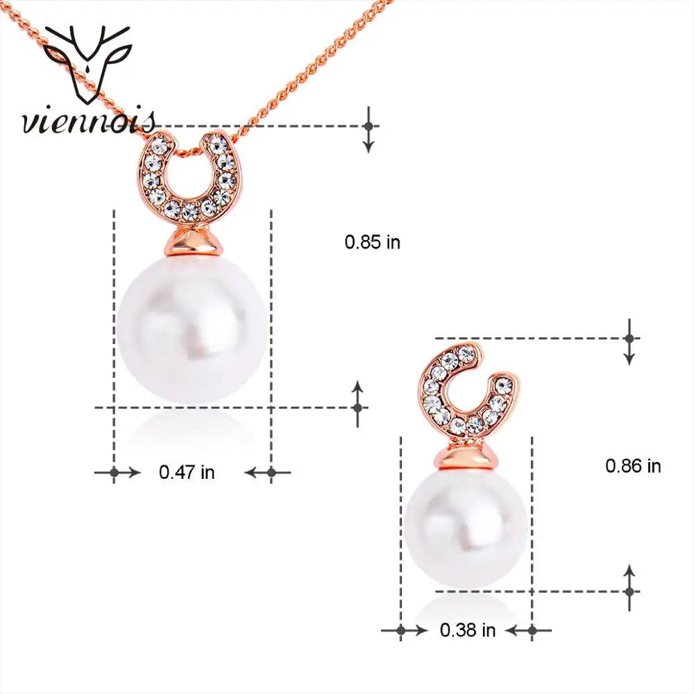 

Viennois Fashion Pearl Jewelry Set For Women Rose Gold Plated Pearl Necklace and Earring Jewelry Set Fashion Jewelry