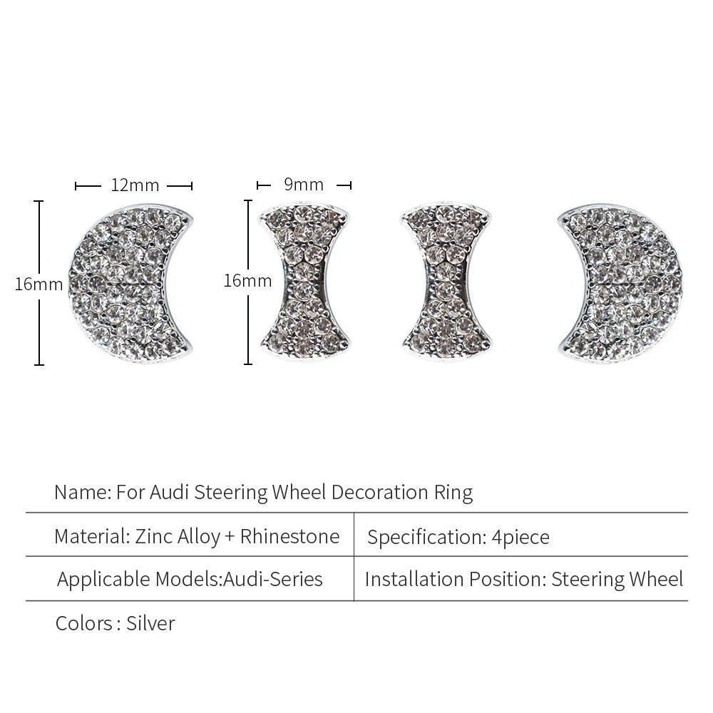 4 шт./компл. Автомобильная эмблема рулевого колеса Интерьер 3D Стразы для A4L A6L A3 A5 Q3