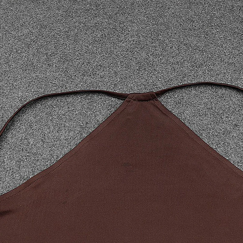 

Women Brown Sundresses Backless Fashion Buttocks Sleeveless Bodycon Dress Office Lady Solid Color Shirring Sheath Summer Dress