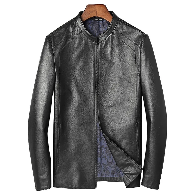 

Genuine Men Spring Autumn Real Cow Coat Leather Jacket Blouson Cuir Homme 81T999 YY287