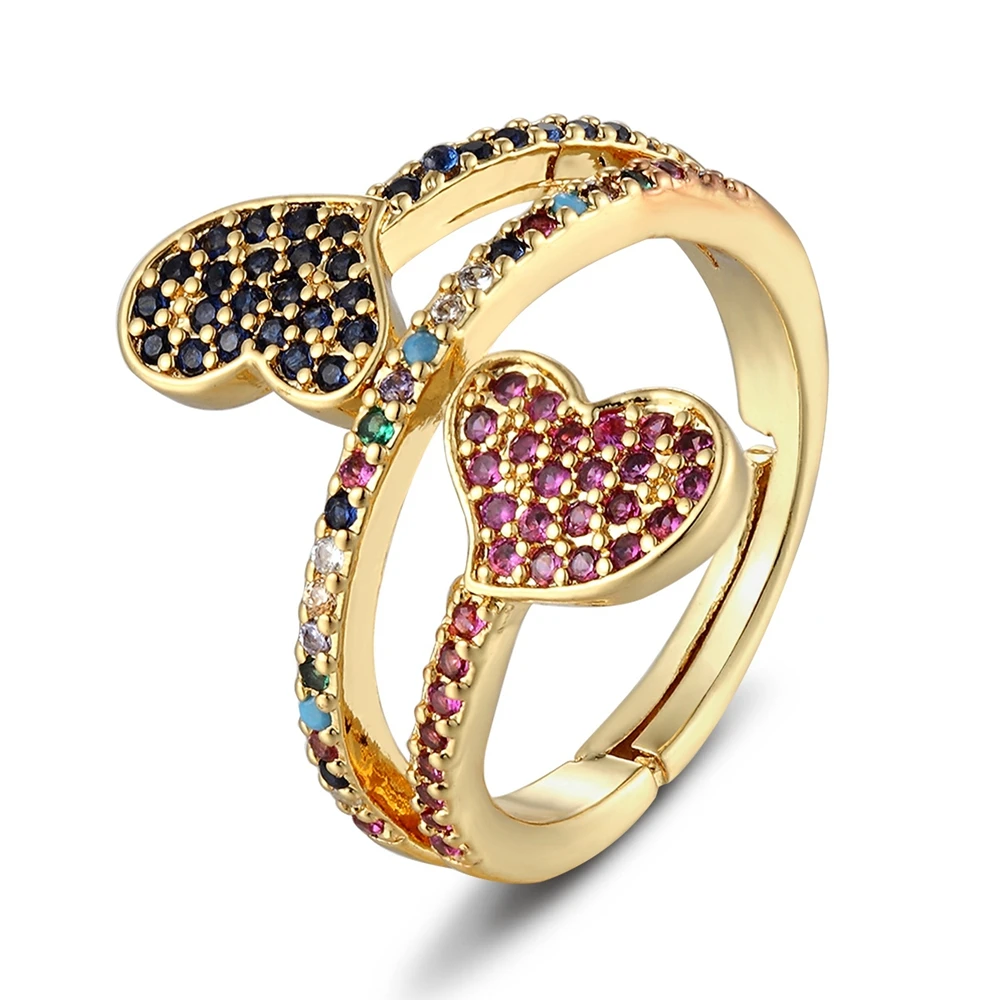 Женские кольца с кубическим цирконием обручальные романтическим сердечком 6