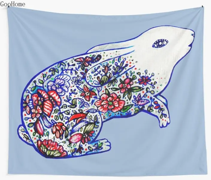 

Настенный гобелен в виде кролика для сада, Пасхи, пляжное полотенце, плед, одеяло, коврик для пикника и йоги, украшение для дома