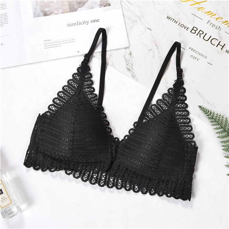 

Lace Front Closure Bras Wireless Women Sexy Lingerie Push Up Seamless Adjustable Plus Size Backless Bralette Underwear Brassiere